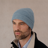 Himmelblau - Mütze - 100% Kaschmir