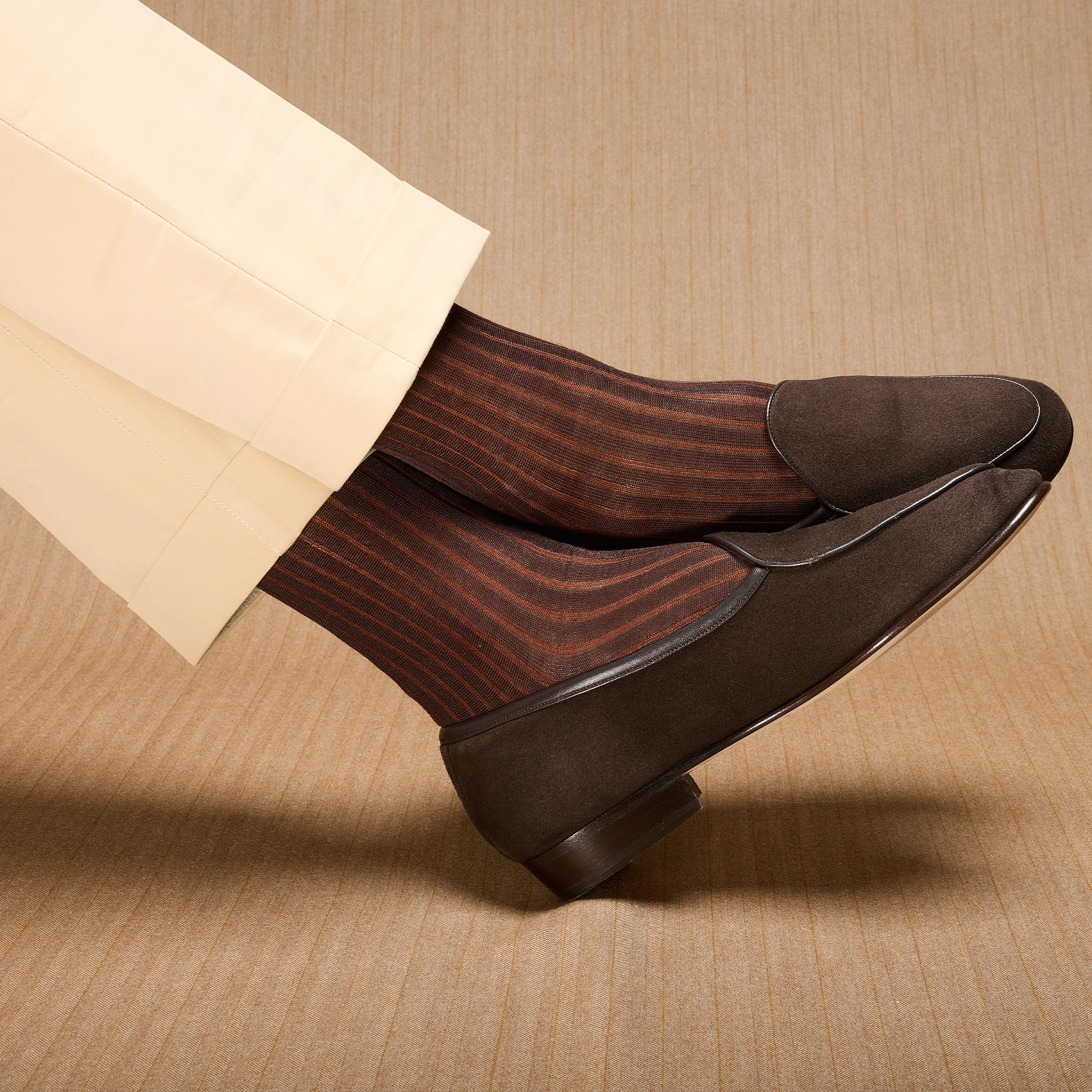 mens sheer dress socks Brown & copper striped men's socks -100% Cotton lisle -Bresciani – Mes  Chaussettes Rouges