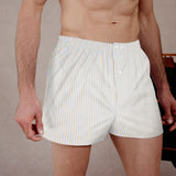 Himmelblau-Gelber Boxershorts – Streifen – Baumwolle
