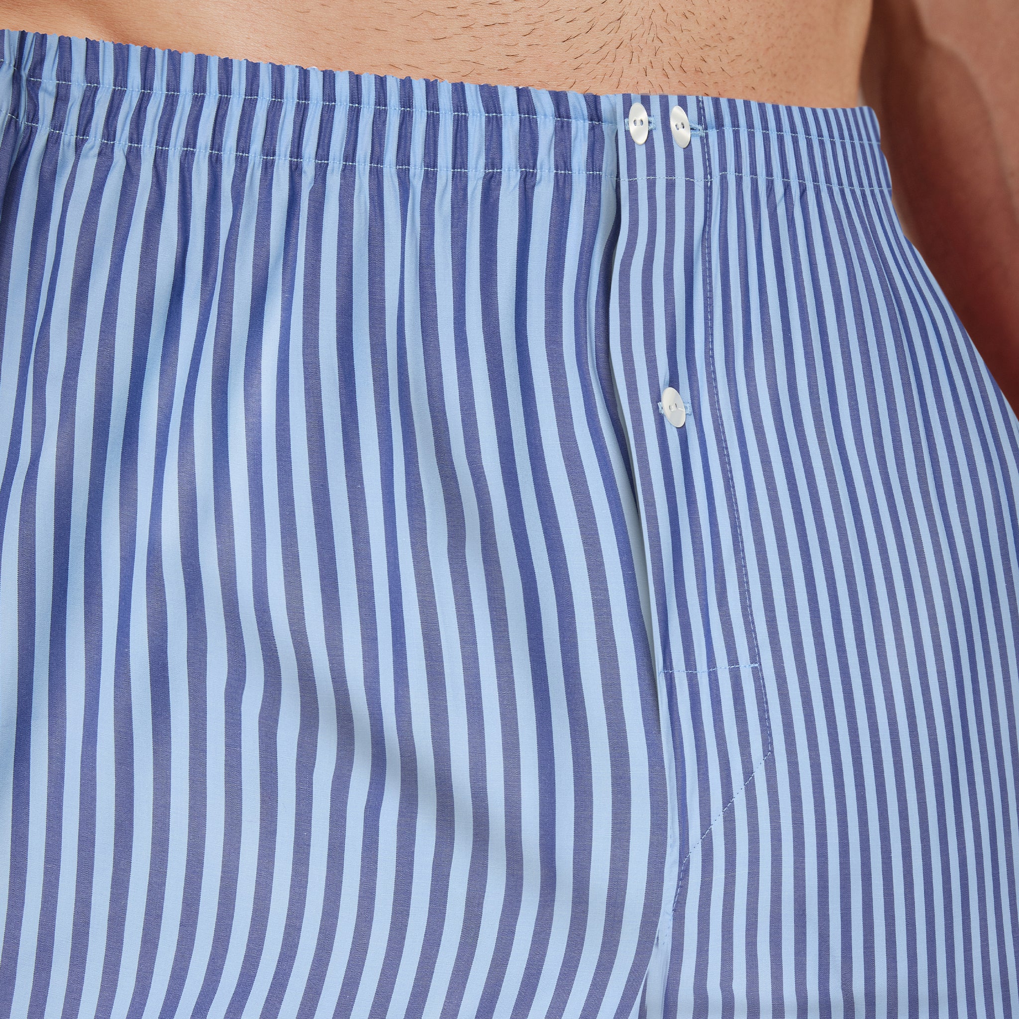 Navy & Sky Boxer Shorts - Deckchair Stripes - Cotton