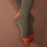 Vert Kaki & Orange - Color Block - Coton