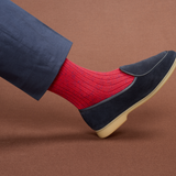 Rouge & Bleu acier - Color Block - Coton