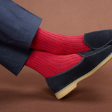 Rouge & Bleu acier - Color Block - Coton