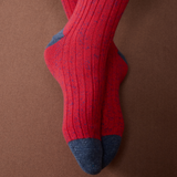 Rouge & Bleu acier - Color Block - Coton