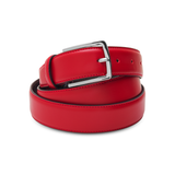 Rojo - Hebilla plateada - Piel de becerro