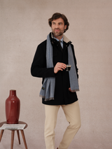 Bufanda Espiga 100% Cachemira - Cielo y Gris