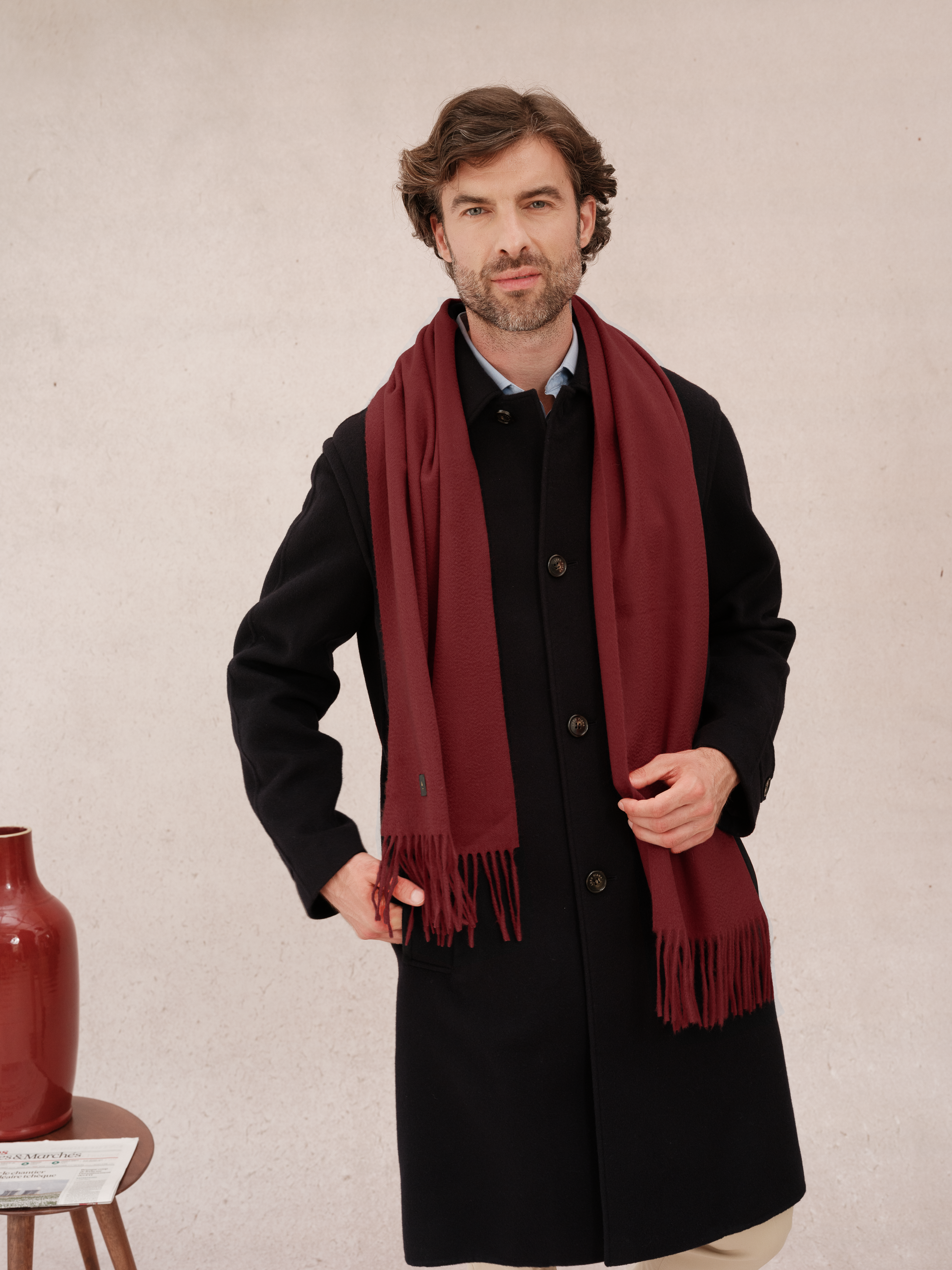 100% Cashmere Scarf - Burgundy