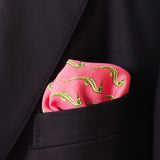 Pochette Rose & Vert - Motif Hippocampes - Laine & Soie