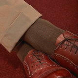 Khaki & Brown - Houndstooth - Cotton Lisle