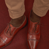 Khaki & Brown - Houndstooth - Cotton Lisle