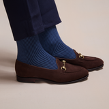 Navy & Steel - Houndstooth - Extra-strong Cotton Lisle