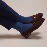 Navy & Steel - Houndstooth - Extra-strong Cotton Lisle