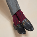 Navy & Carmine - Houndstooth - Super-solid durable cotton lisle