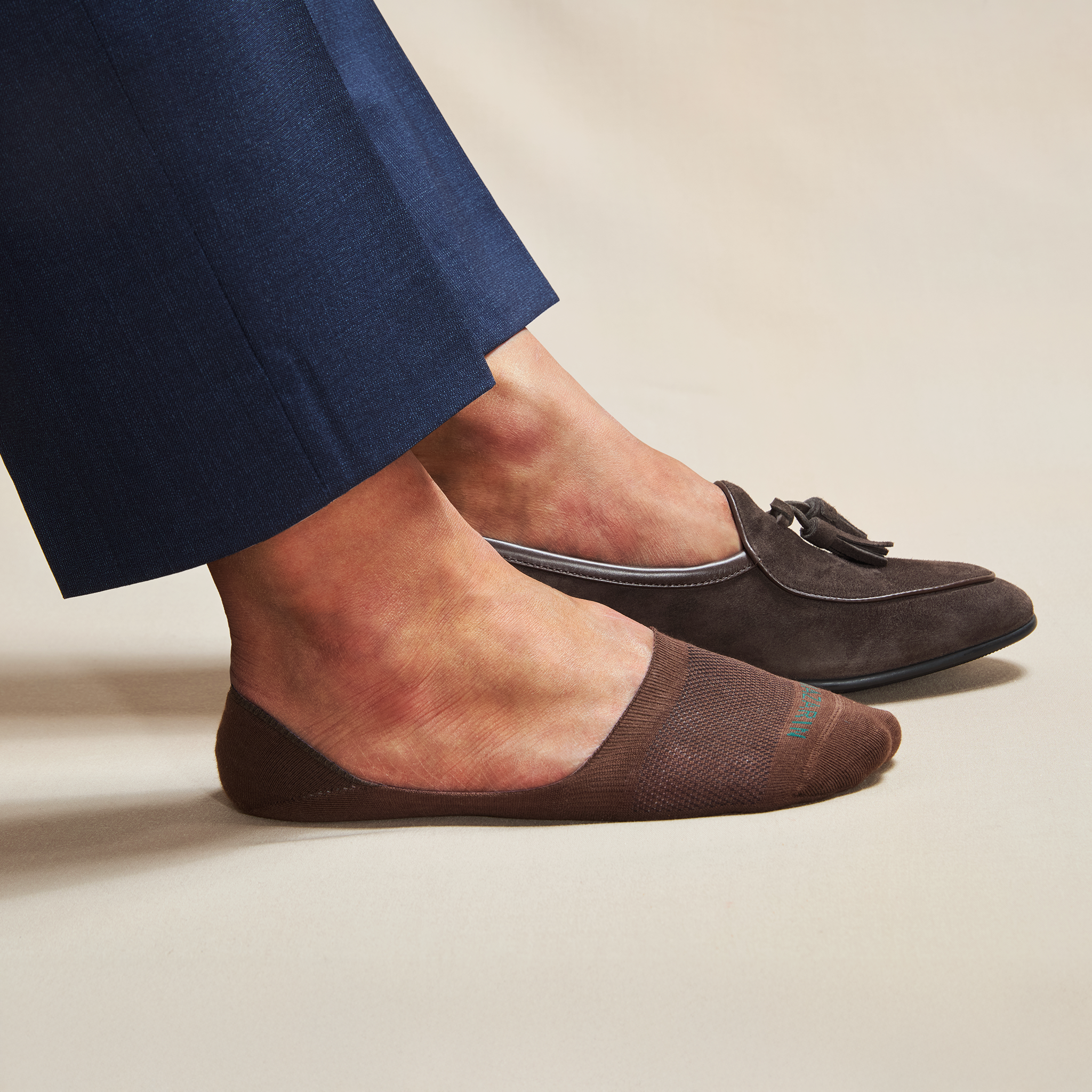 Socquettes homme marron forme mocassin en coton supersoft