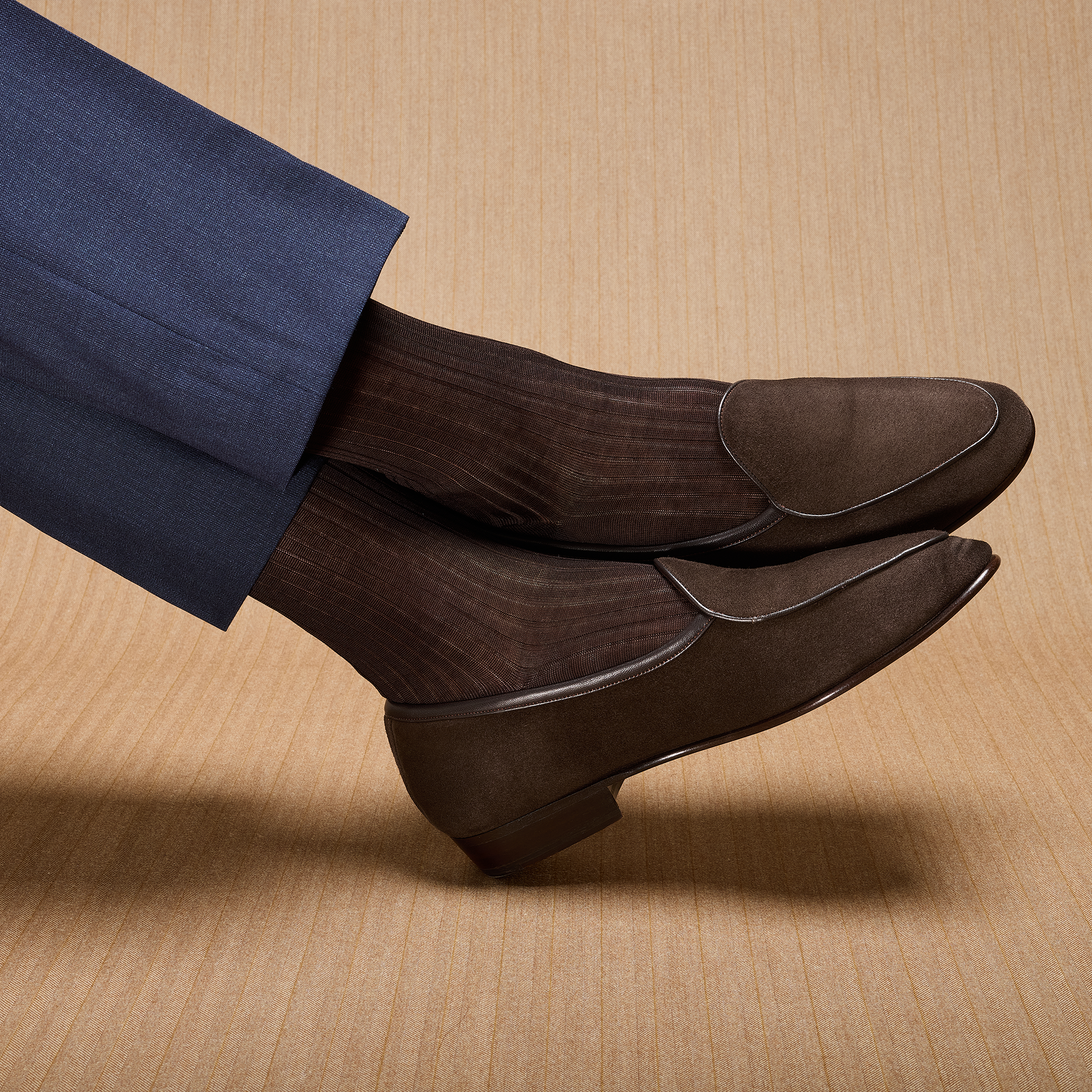 Brown high socks for men - 100% Cotton lisle - Mazarin Mes Chaussettes Rouges Brown high socks for men - 100% Cotton lisle - Mazarin Mes Chaussettes Rouges