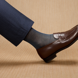 ミッドナイトブルー&カーキ – デッキチェアストライプ – コットンリスル