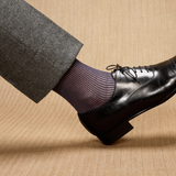 ナス色&ライトグレー – デッキチェアストライプ – コットンリスル