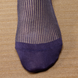 ナス色&ライトグレー – デッキチェアストライプ – コットンリスル