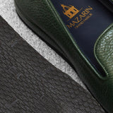 Grüne Hausschuhe - Genarbtes Leder