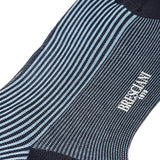 Ink & Sky Blue - Deckchair stripes - Cotton Lisle