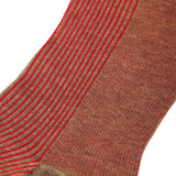Taupe & Red - Deckchair Stripes - Cotton Lisle