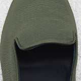 Grüne Hausschuhe - Genarbtes Leder