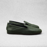 Grüne Hausschuhe - Genarbtes Leder