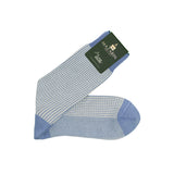 Sky Blue & Beige - Houndstooth - Super-Durable Cotton Lisle