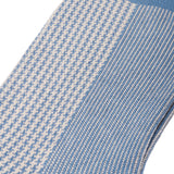 Sky Blue & Beige - Houndstooth - Super-Durable Cotton Lisle