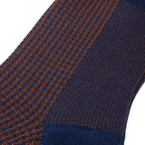 Night Blue & Hazelnut - Houndstooth - Super-durable Cotton Lisle