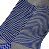 Hellgrau & Königsblau - Hahnentritt - Fil d'Écosse Baumwolle