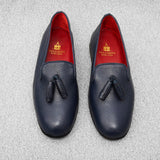 Pantuflas - Azul marino - Cuero texturizado