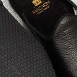 Black open slippers - Grained leather