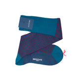 Bleu canard & Carmin - Pied-de-poule - Laine