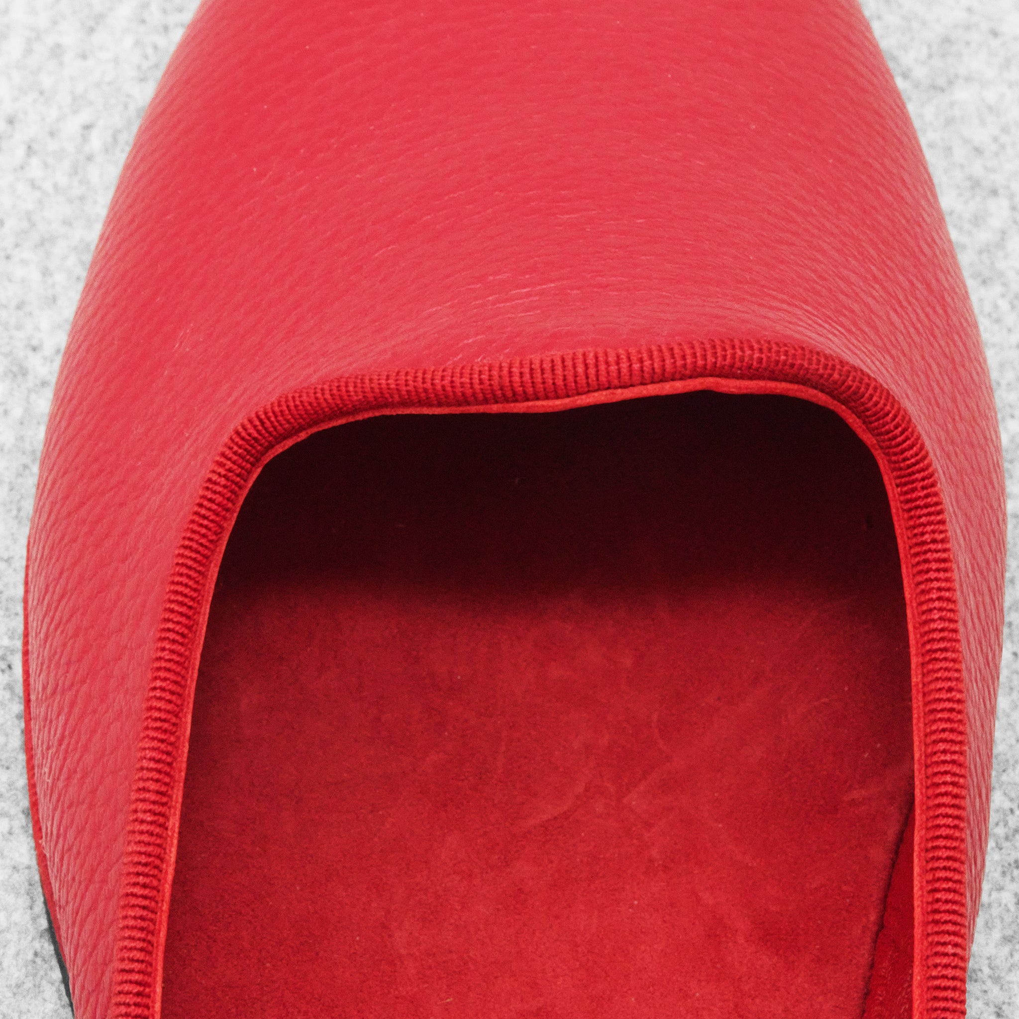 Red - Backless Slippers - Grained Leather