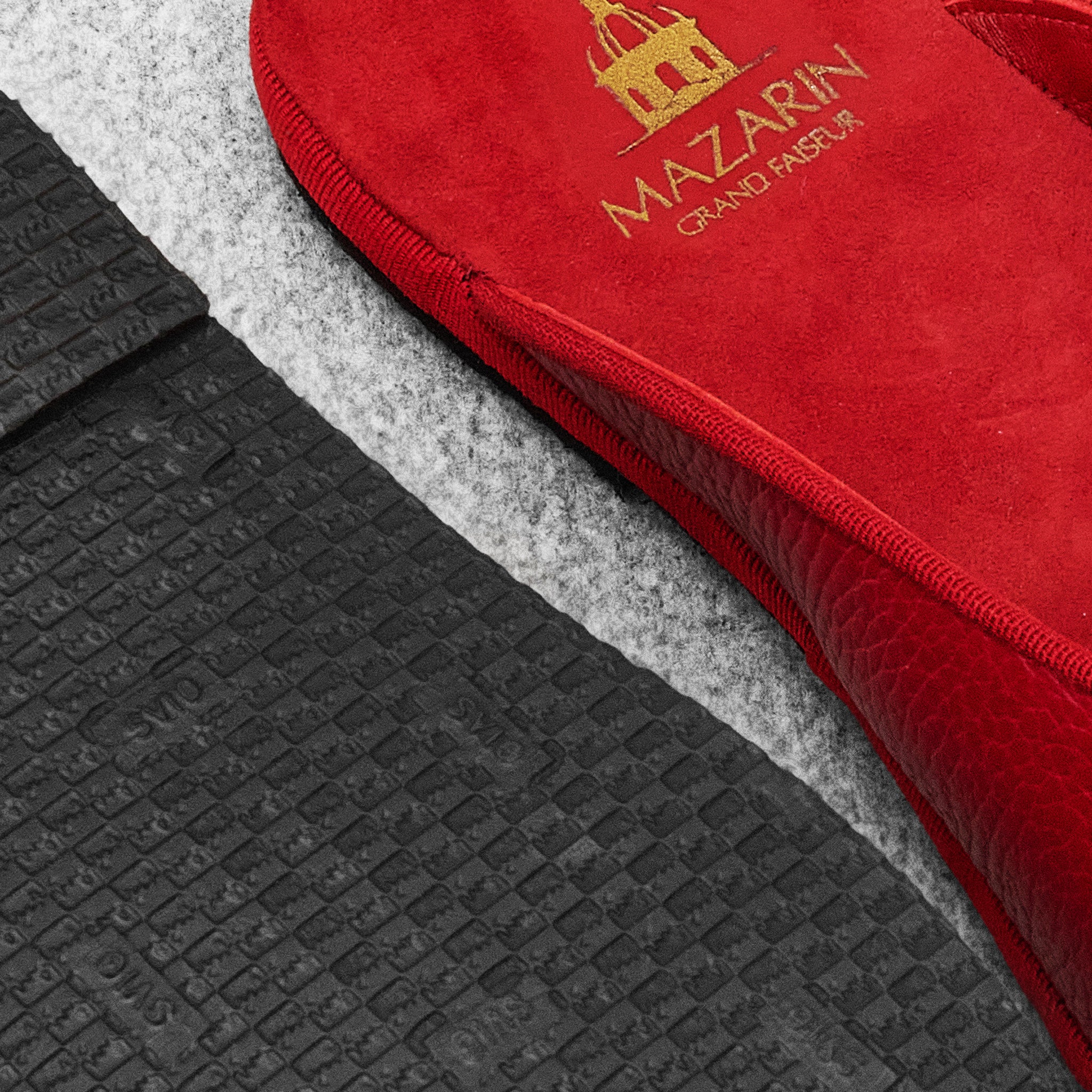 Red - Backless Slippers - Grained Leather