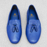 Chaussons Bleu roi - Cuir grainé