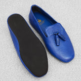 Chaussons Bleu roi - Cuir grainé