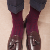 Marine & Carmin - Pied-de-poule - Fil d'Écosse