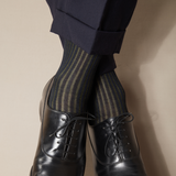 Navy blue and Khaki - Cotton lisle