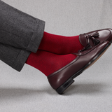 Red & Navy Blue - Herringbone - Super-Durable Cotton Lisle