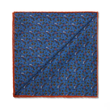 Pochette bleu ciel & orange - Motif Oiseaux - Laine & Soie