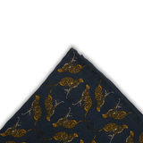 Navy & Yellow Pocket Square – Animal Pattern – Wool & Silk