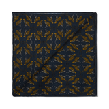 Navy & Yellow Pocket Square – Animal Pattern – Wool & Silk