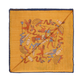 Pochette Ocre & Bleu - Motif Égypte antique - Laine & Soie