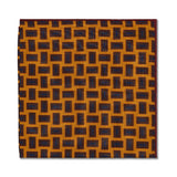 Ochre, Brown & Blue Pocket Square – Rectangle Pattern – Wool & Silk