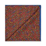 Pochette Rouge, Bleu roi & Kaki - Motif Bengale - Laine & Soie