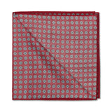 Pochette Rouge framboise, bleu ciel et blanc - Motif Floral - Laine & Soie