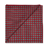 Pochette Rouge framboise, bleu ciel et blanc - Motif Floral - Laine & Soie