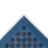 Pochette Bleu nuit, marine & marron - Motif Floral - Laine & Soie